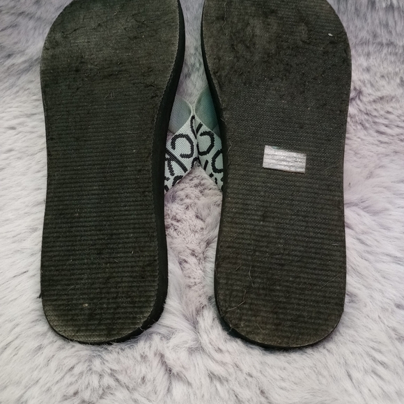 CALVIN Klein "Callin" style silver & black thong wedge flip flop sandals sz 8 - Picture 5 of 5